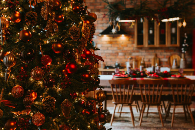 View,From,The,Living,Room,With,A,Christmas,Tree,To