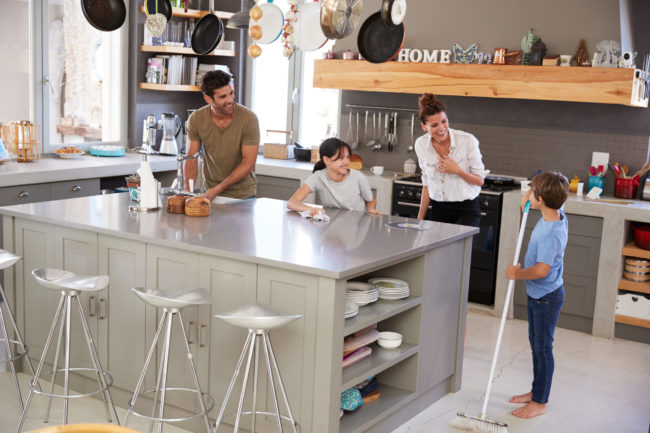 Children,Helping,Parents,With,Domestic,Chores,In,Kitchen